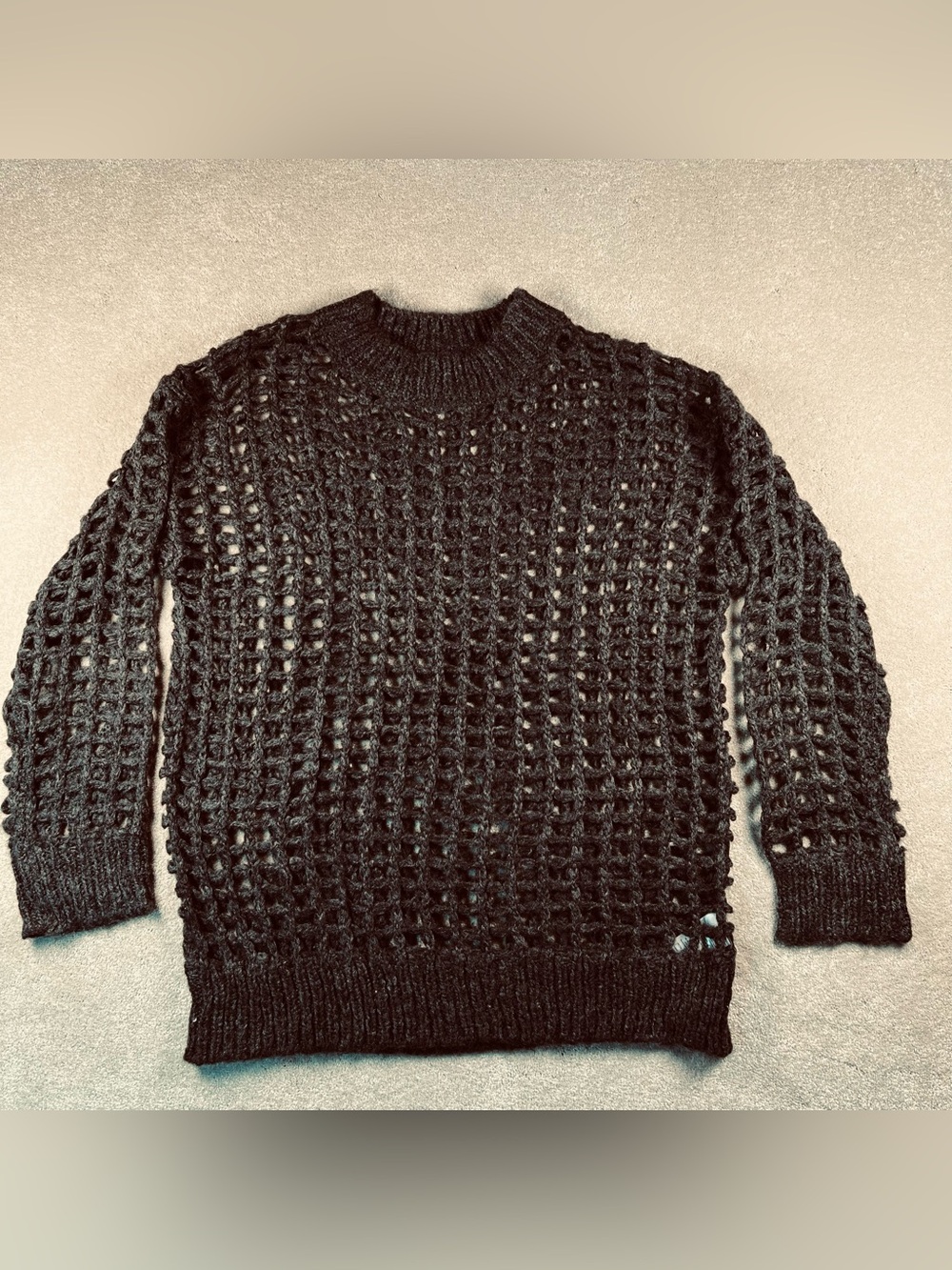 Urban Outfitters Sweater Loose Knit Gray See Through Crew Long Sleeves Women's S